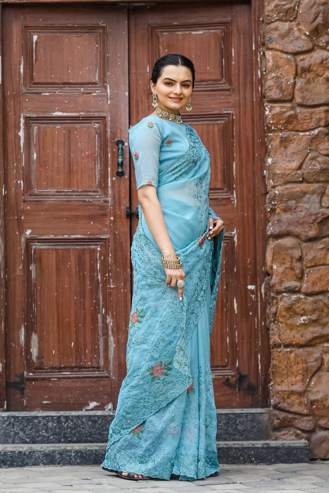 Pure Shiny Zari Chiffon Saree
