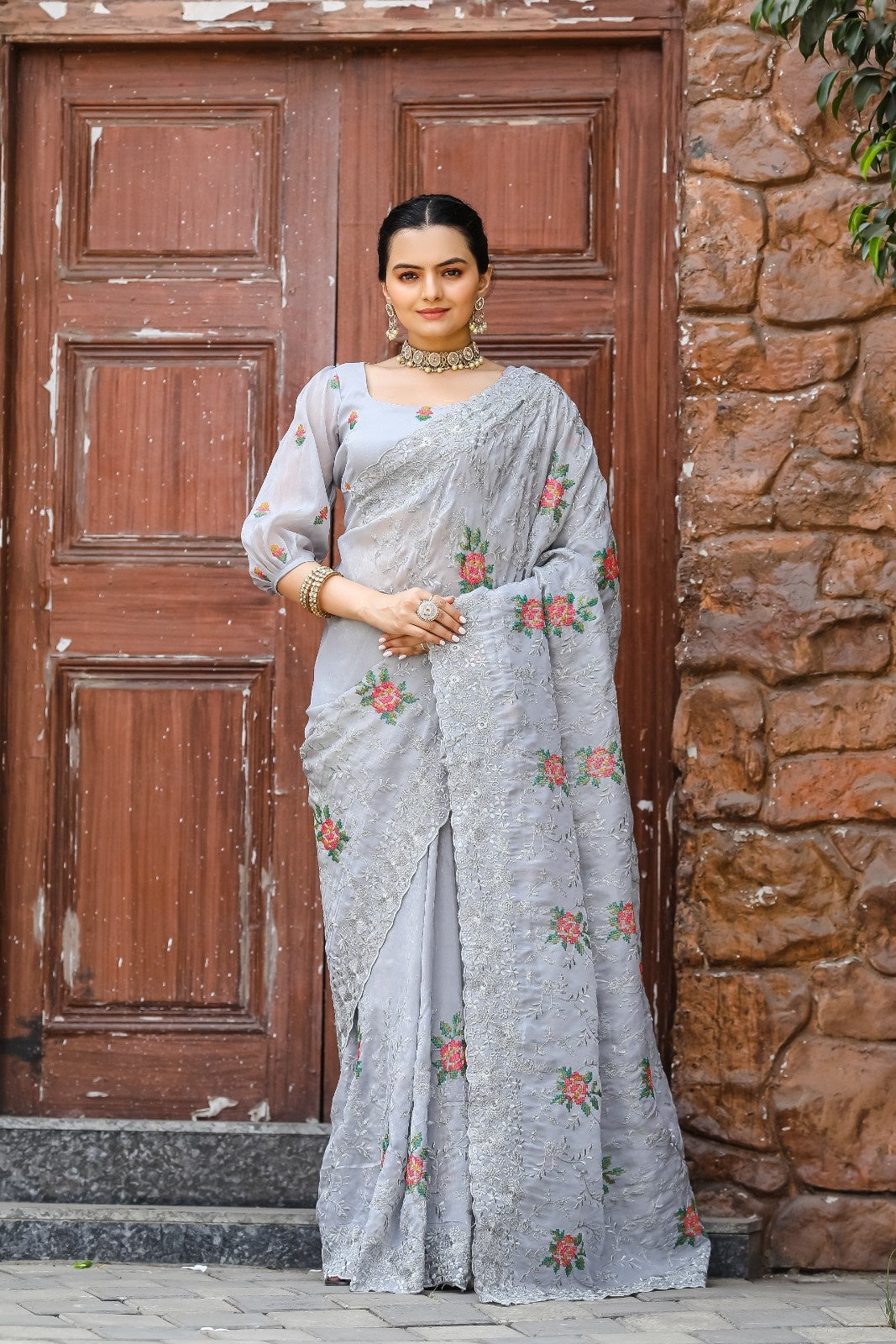 Pure Shiny Zari Chiffon Saree