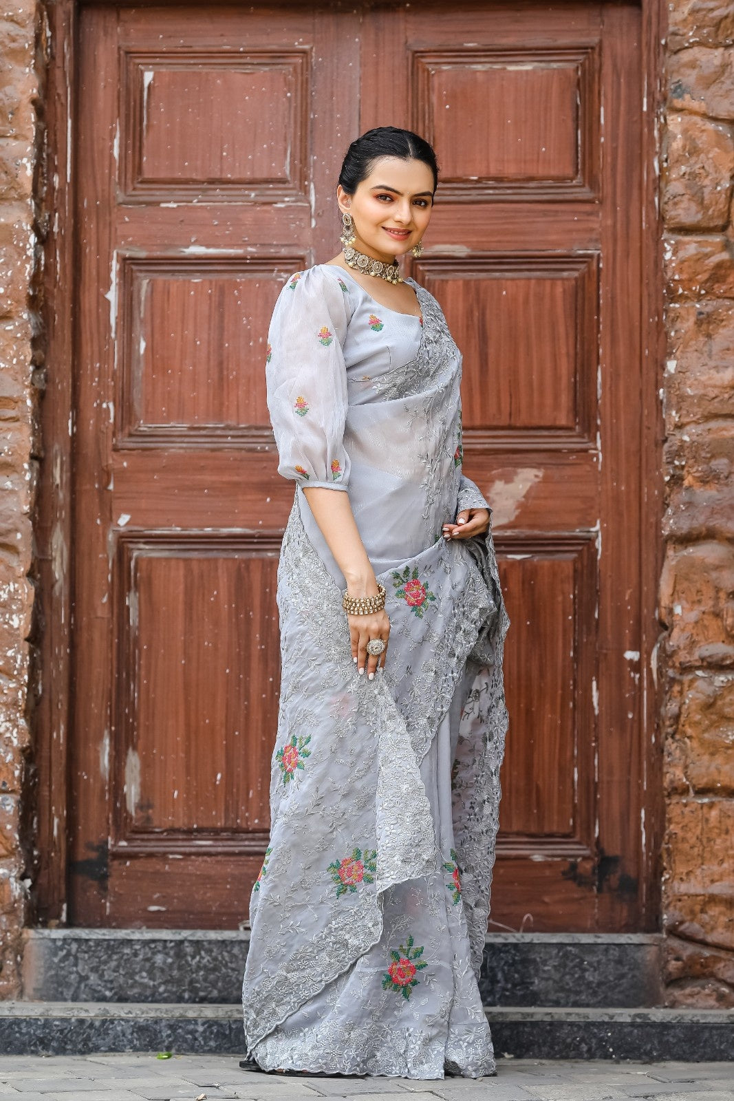 Pure Shiny Zari Chiffon Saree