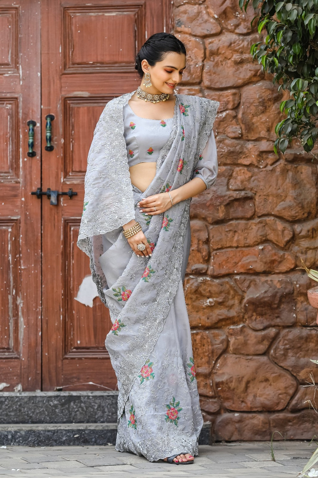 Pure Shiny Zari Chiffon Saree
