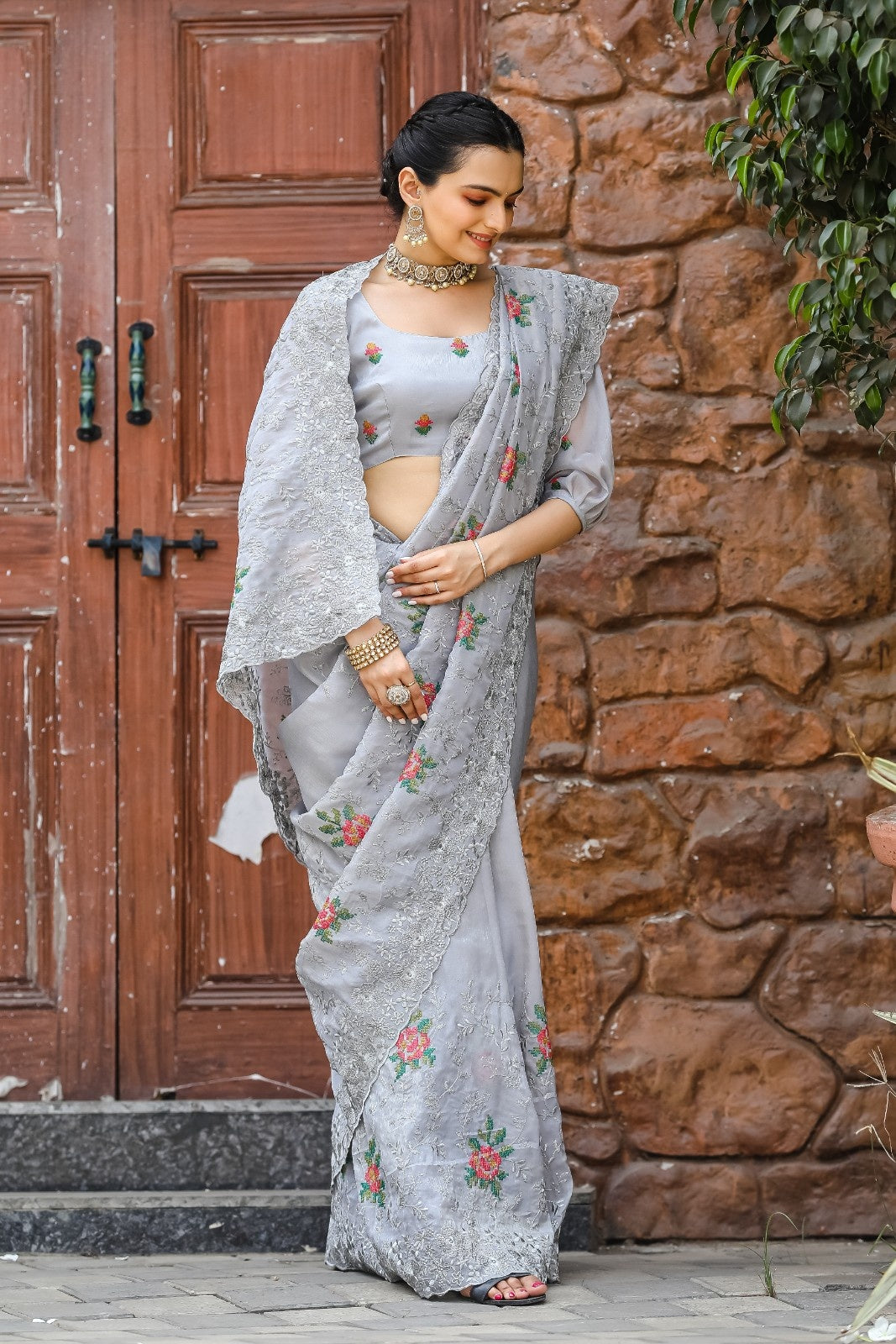 Pure Shiny Zari Chiffon Saree