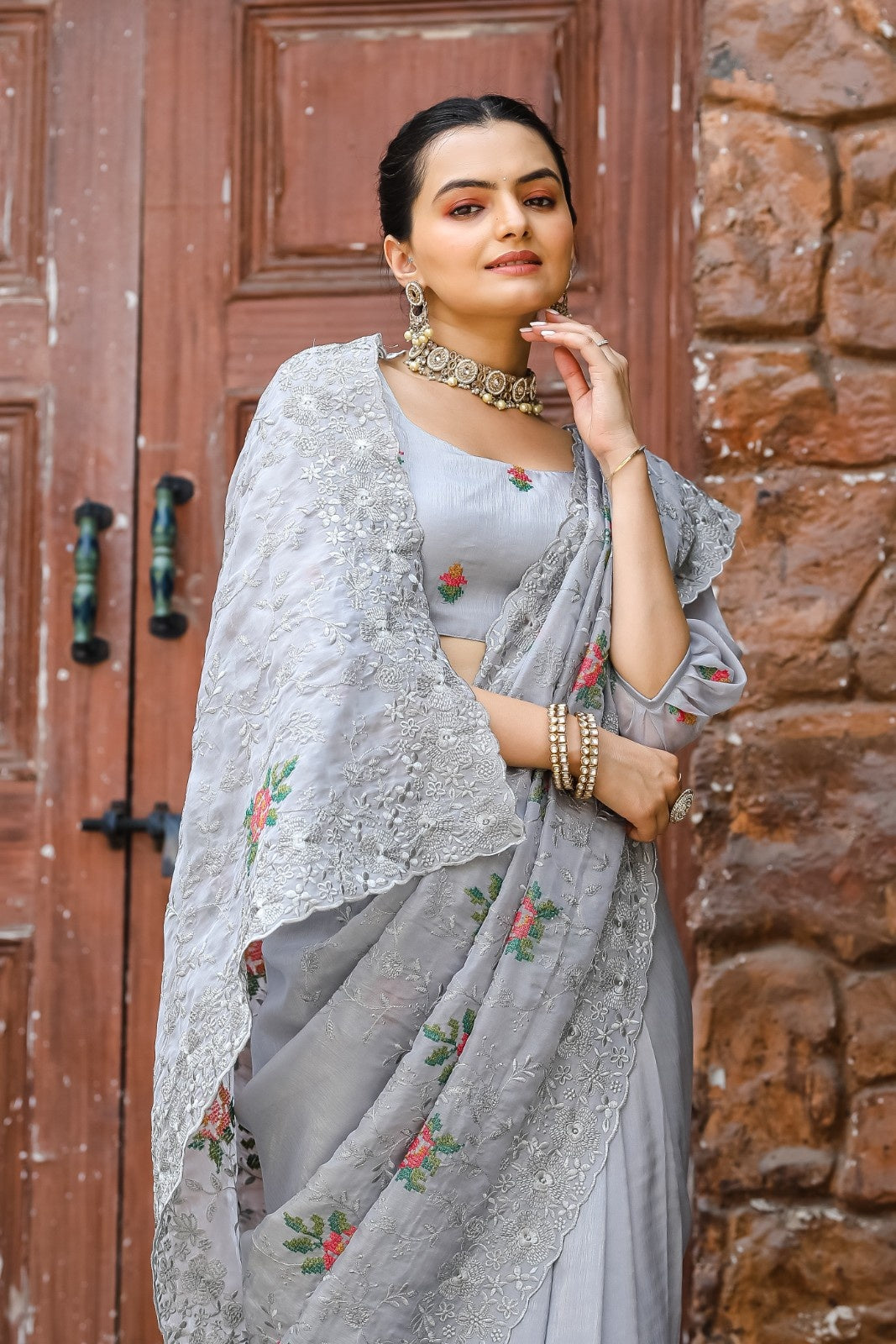 Pure Shiny Zari Chiffon Saree