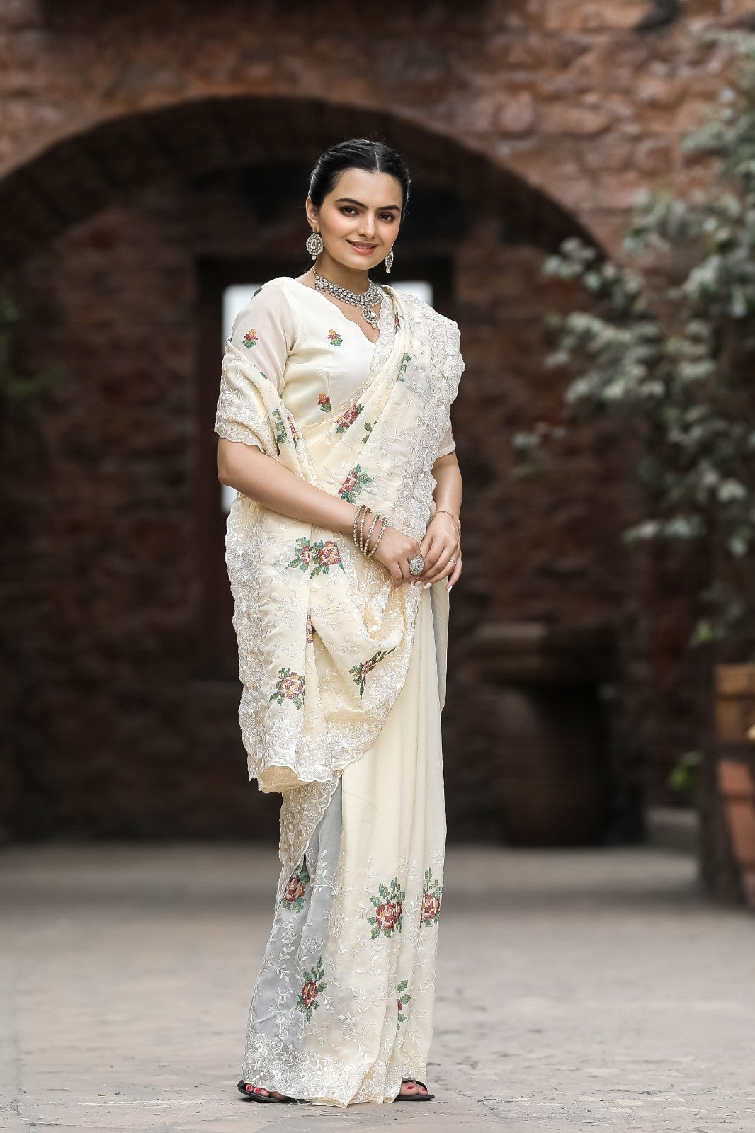 Pure Shiny Zari Chiffon Saree