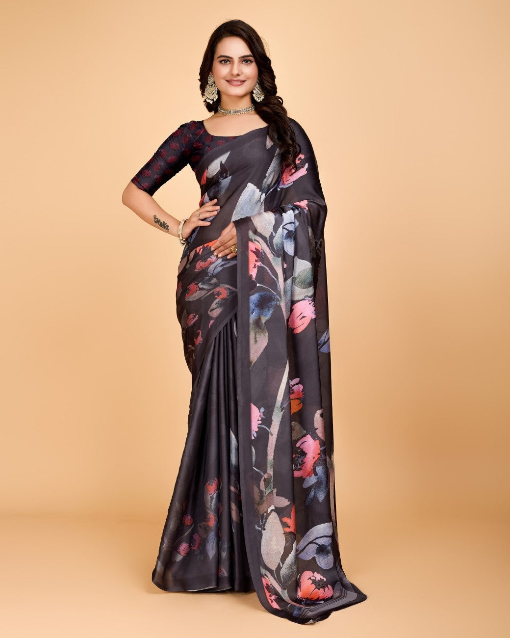 Georgette Saree with Elegant Floral Print