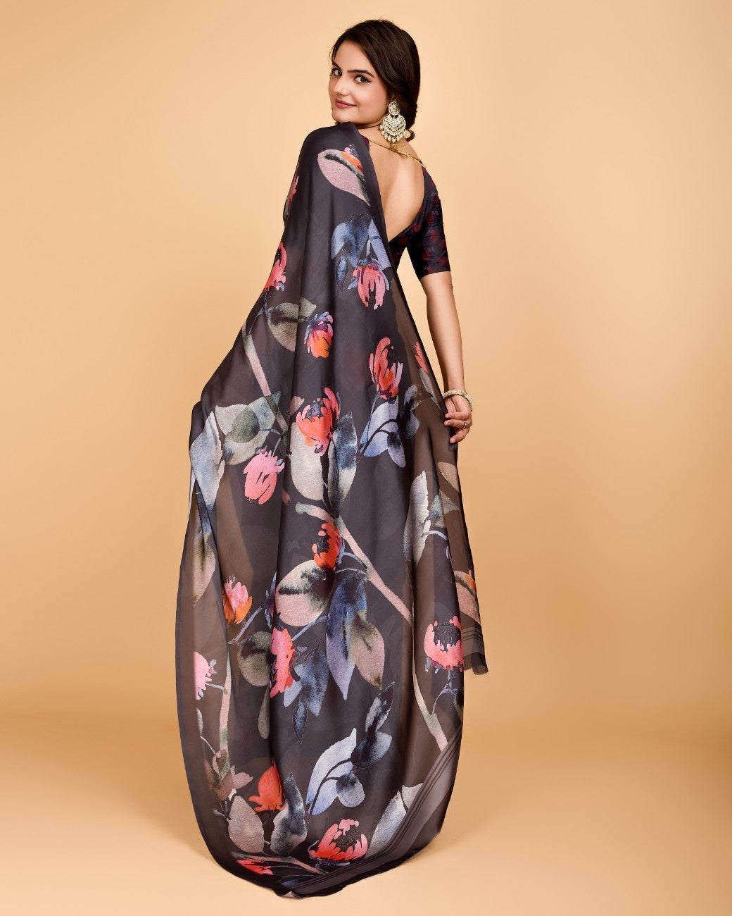 Georgette Saree with Elegant Floral Print