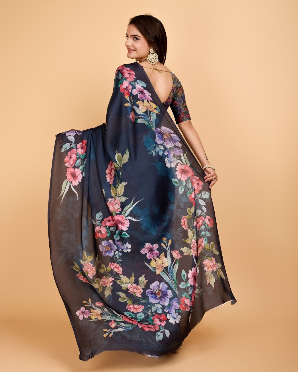 Georgette Saree with Elegant Floral Print