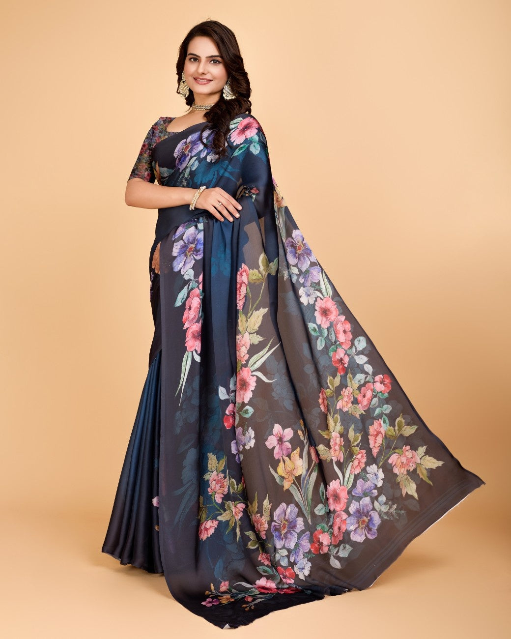 Georgette Saree with Elegant Floral Print