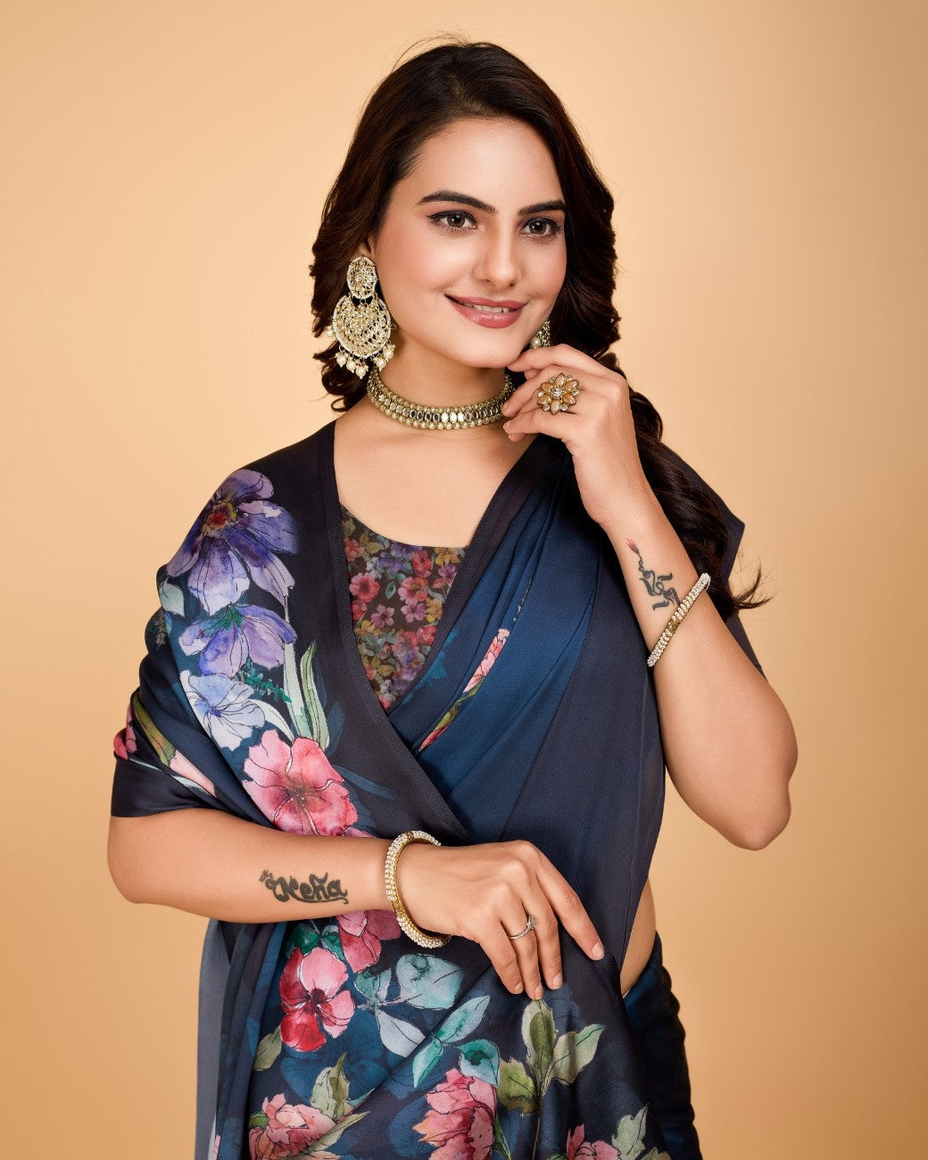 Georgette Saree with Elegant Floral Print