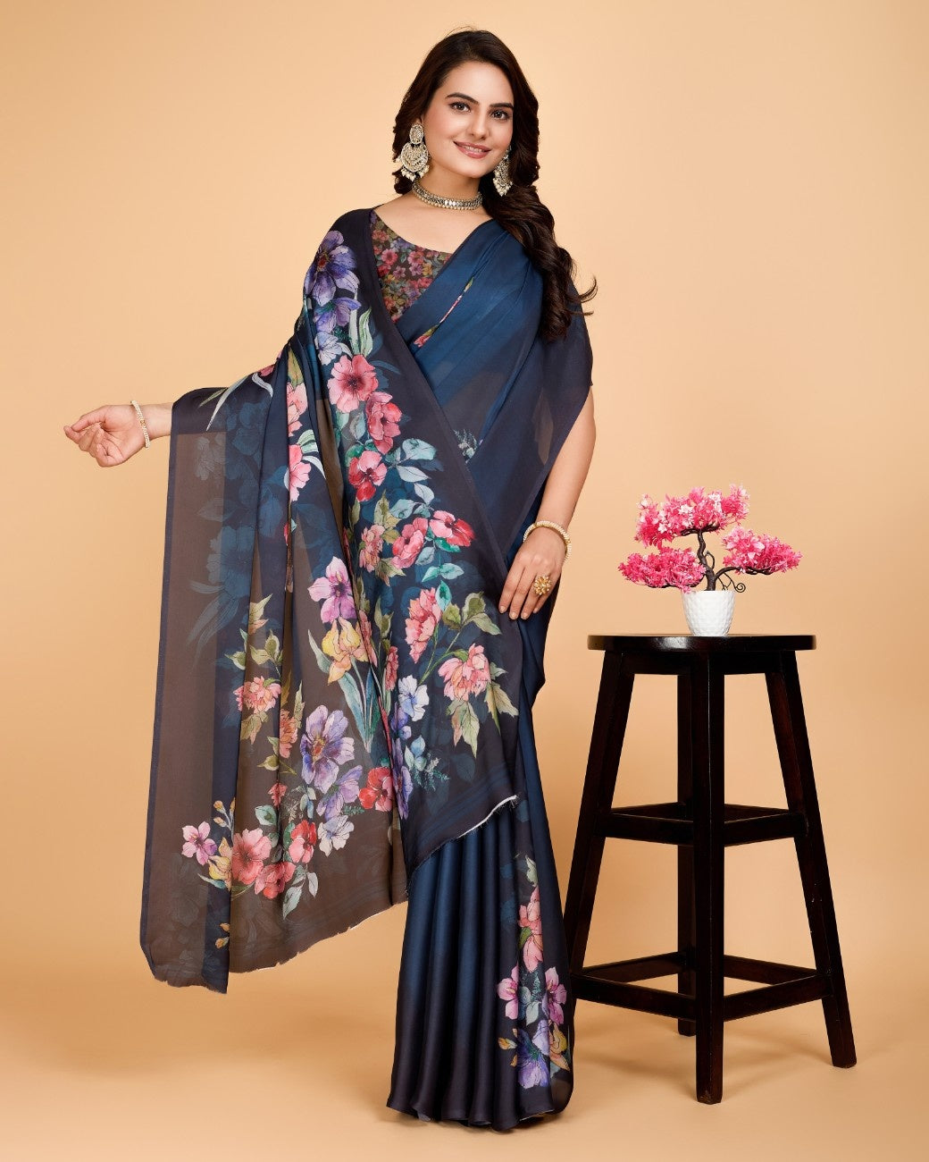 Georgette Saree with Elegant Floral Print