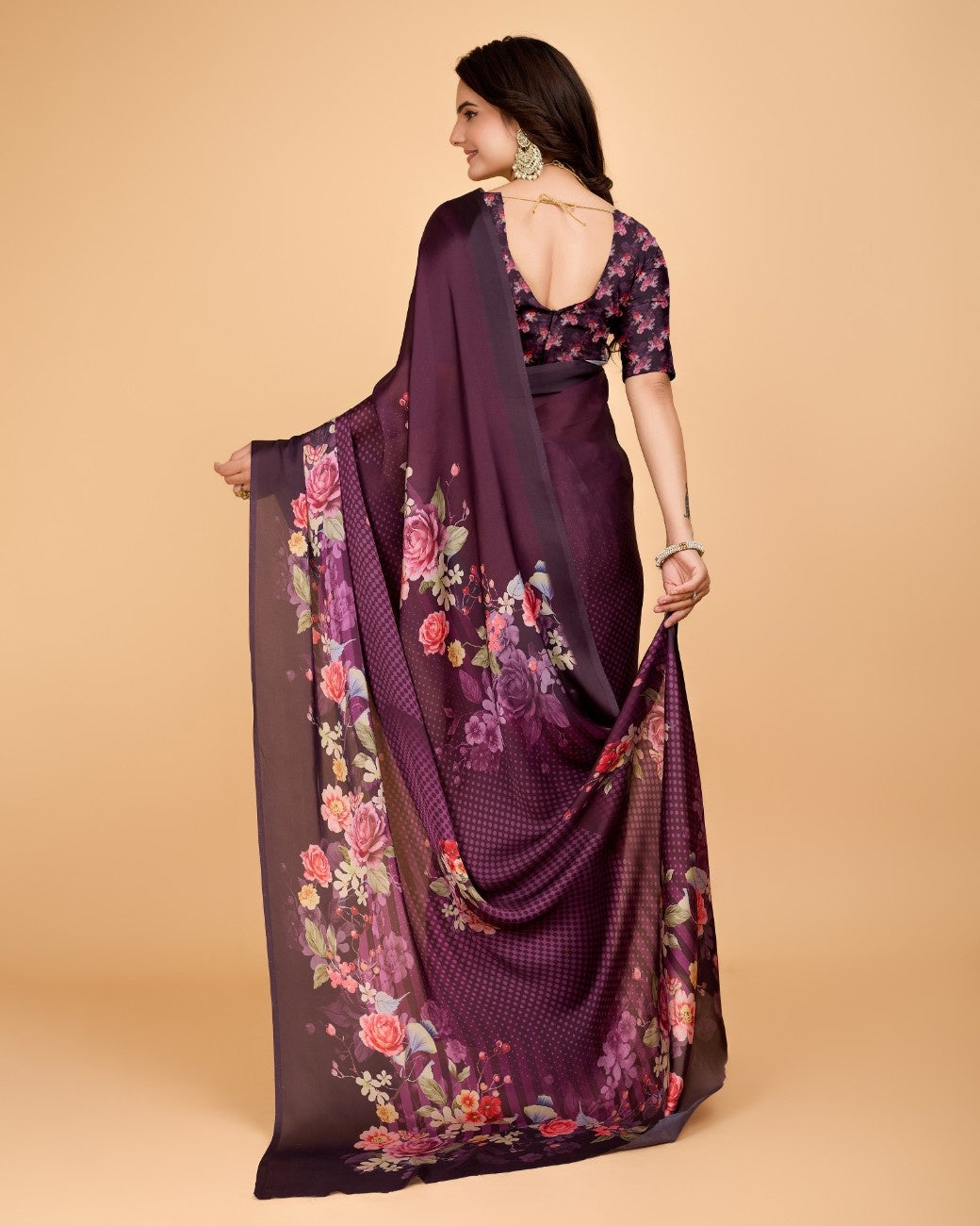 Georgette Saree with Elegant Floral Print