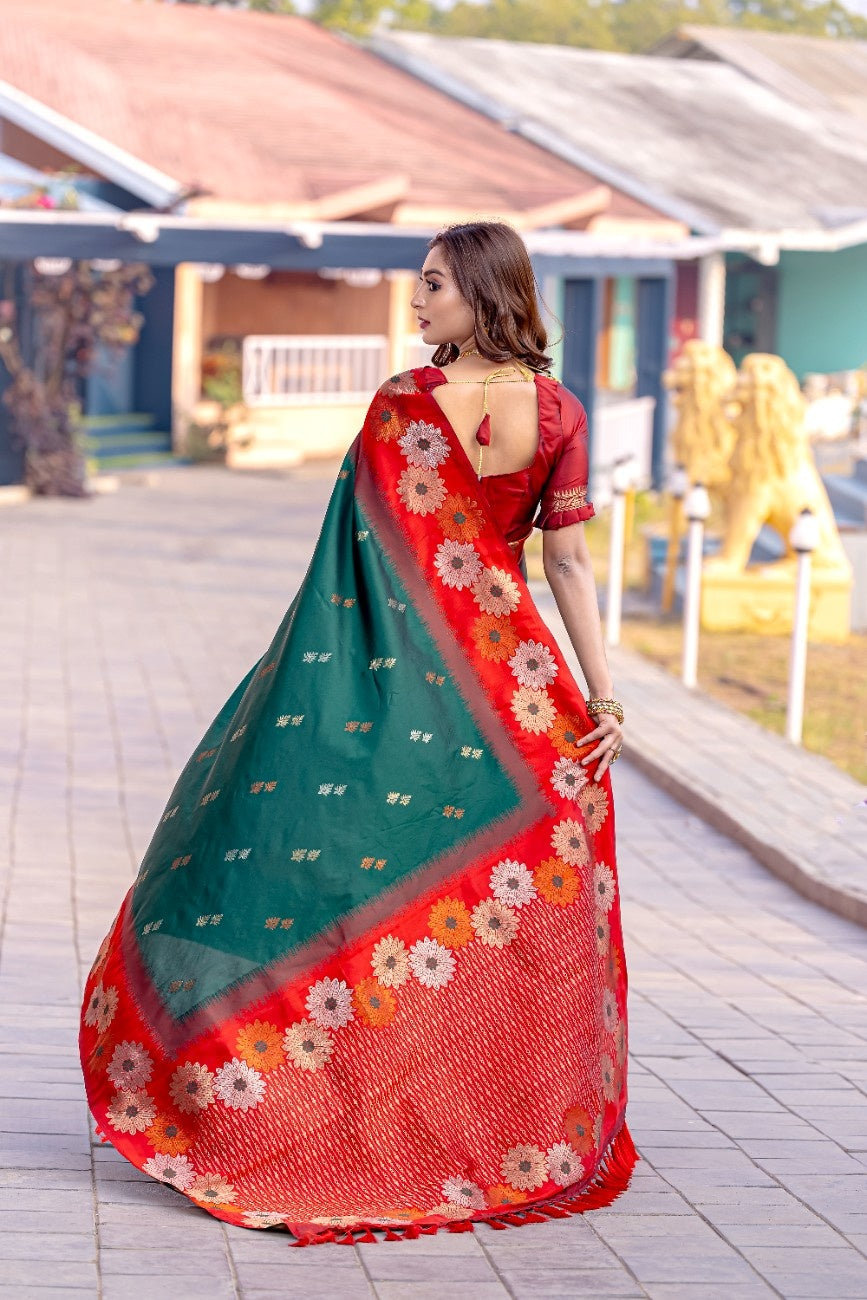 Premium Silk Saree With All-over Zari Floral Weaving