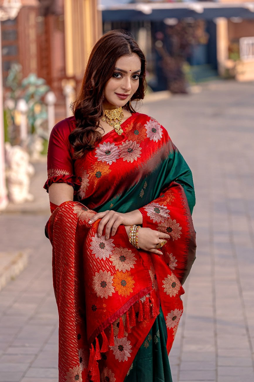 Premium Silk Saree With All-over Zari Floral Weaving