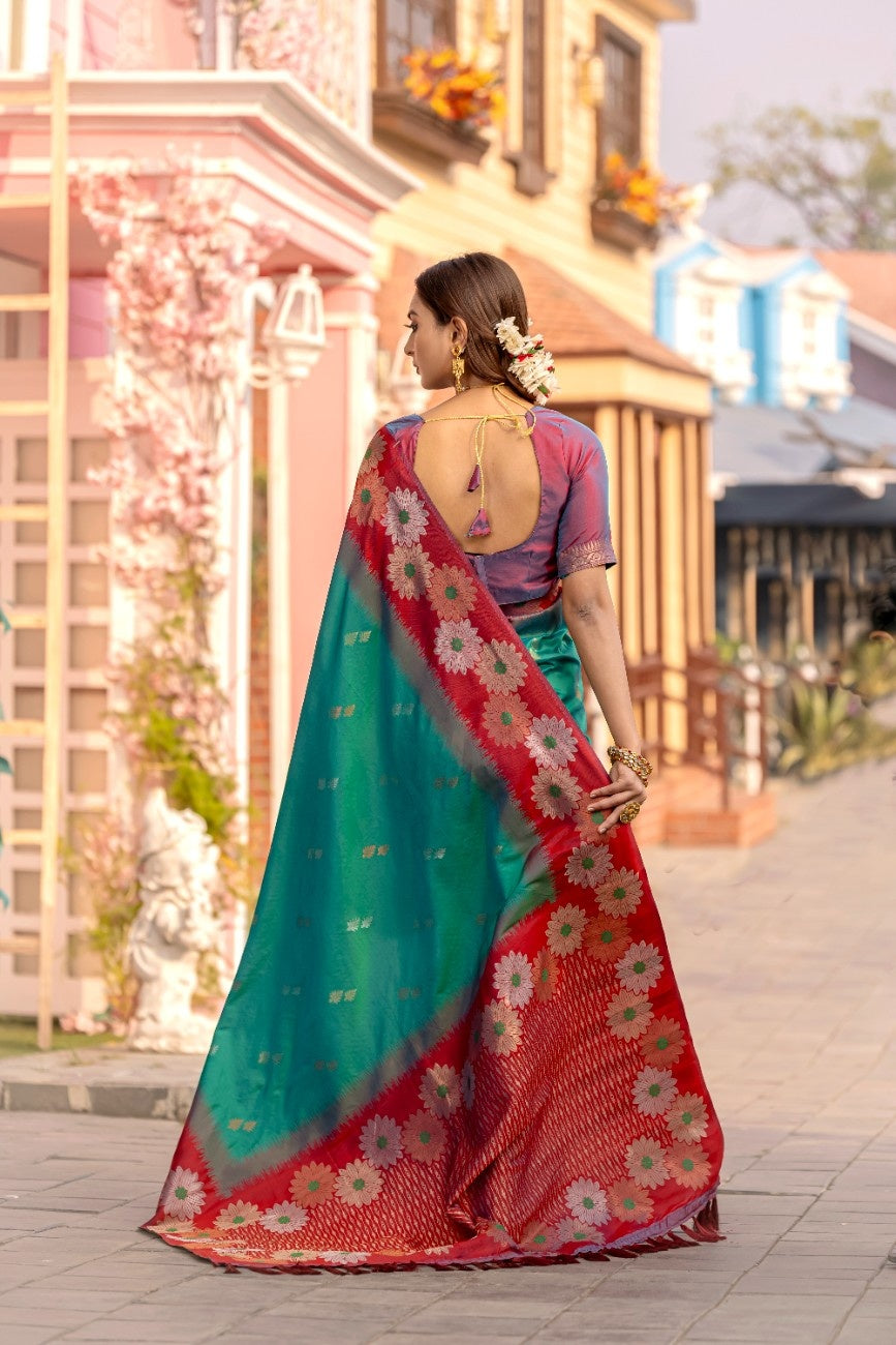 Premium Silk Saree With All-over Zari Floral Weaving