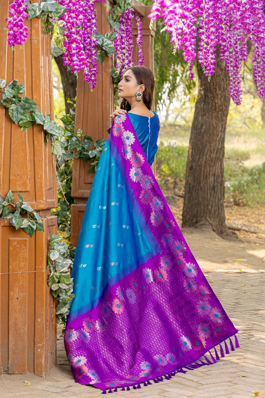 Premium Silk Saree With All-over Zari Floral Weaving