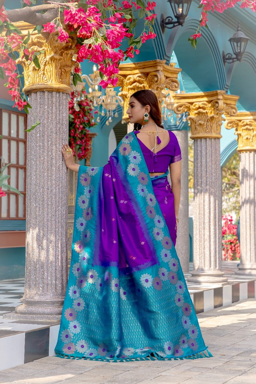 Premium Silk Saree With All-over Zari Floral Weaving