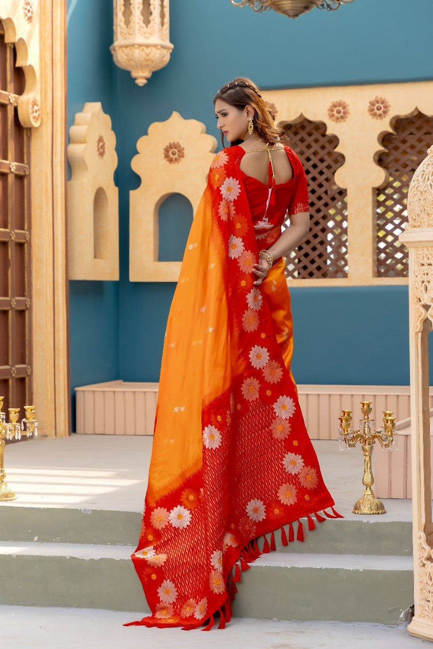 Premium Silk Saree With All-over Zari Floral Weaving