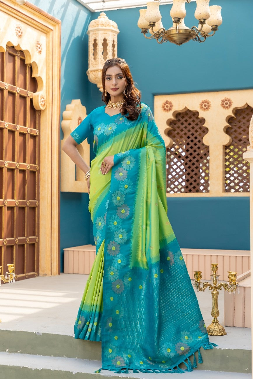 Premium Silk Saree With All-over Zari Floral Weaving