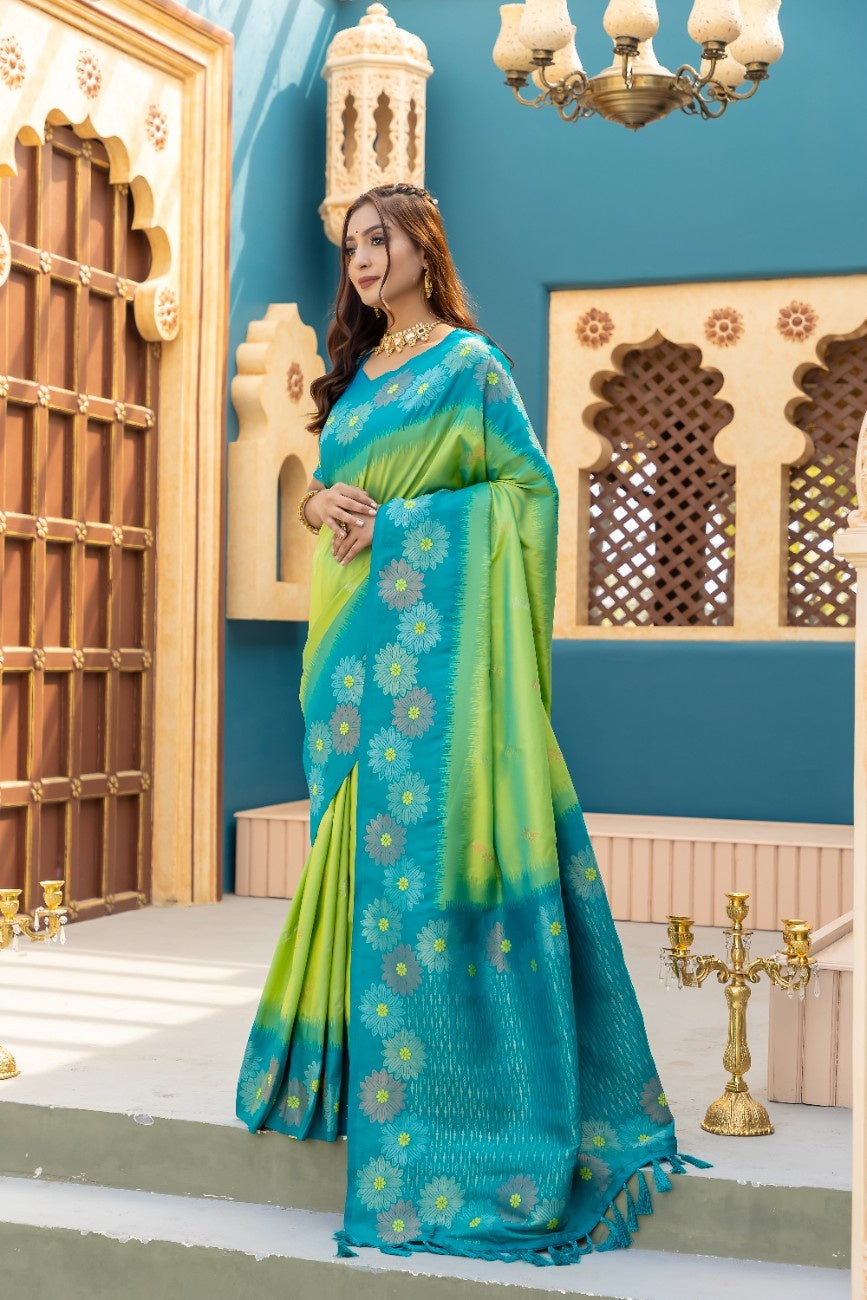 Premium Silk Saree With All-over Zari Floral Weaving