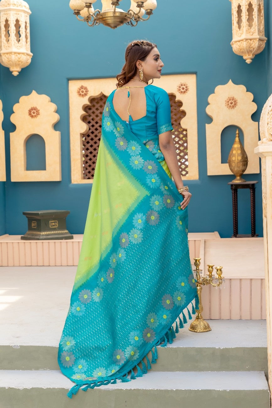 Premium Silk Saree With All-over Zari Floral Weaving