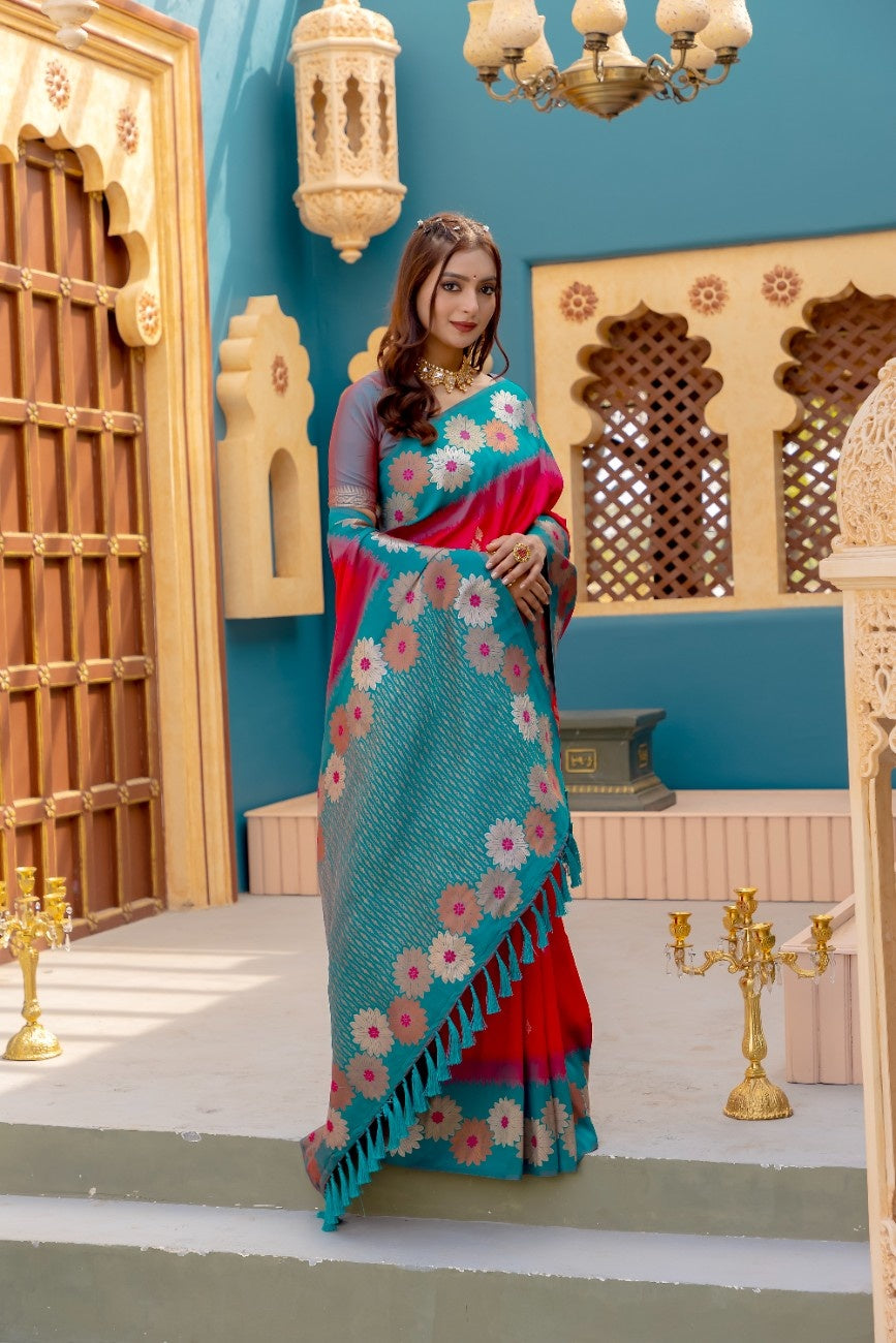 Premium Silk Saree With All-over Zari Floral Weaving