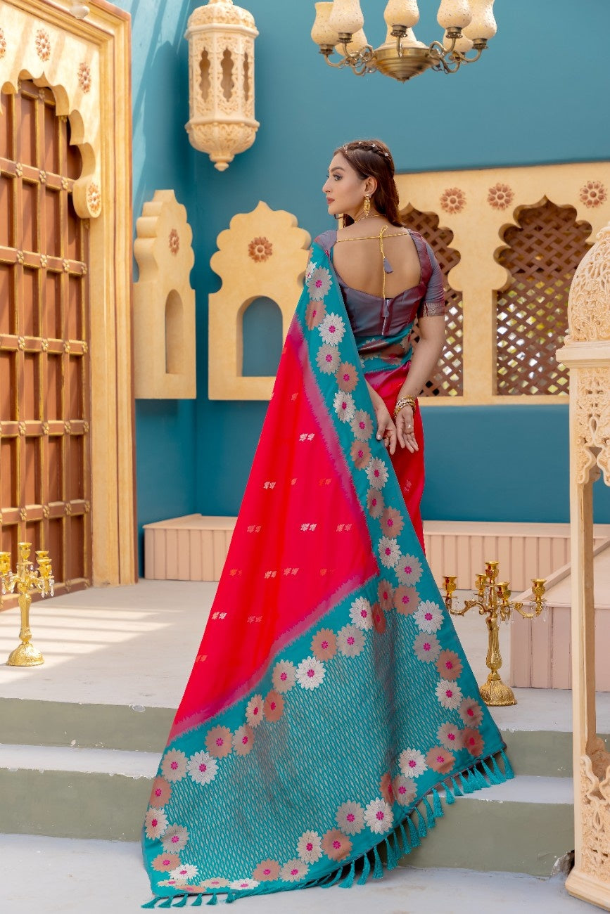 Premium Silk Saree With All-over Zari Floral Weaving