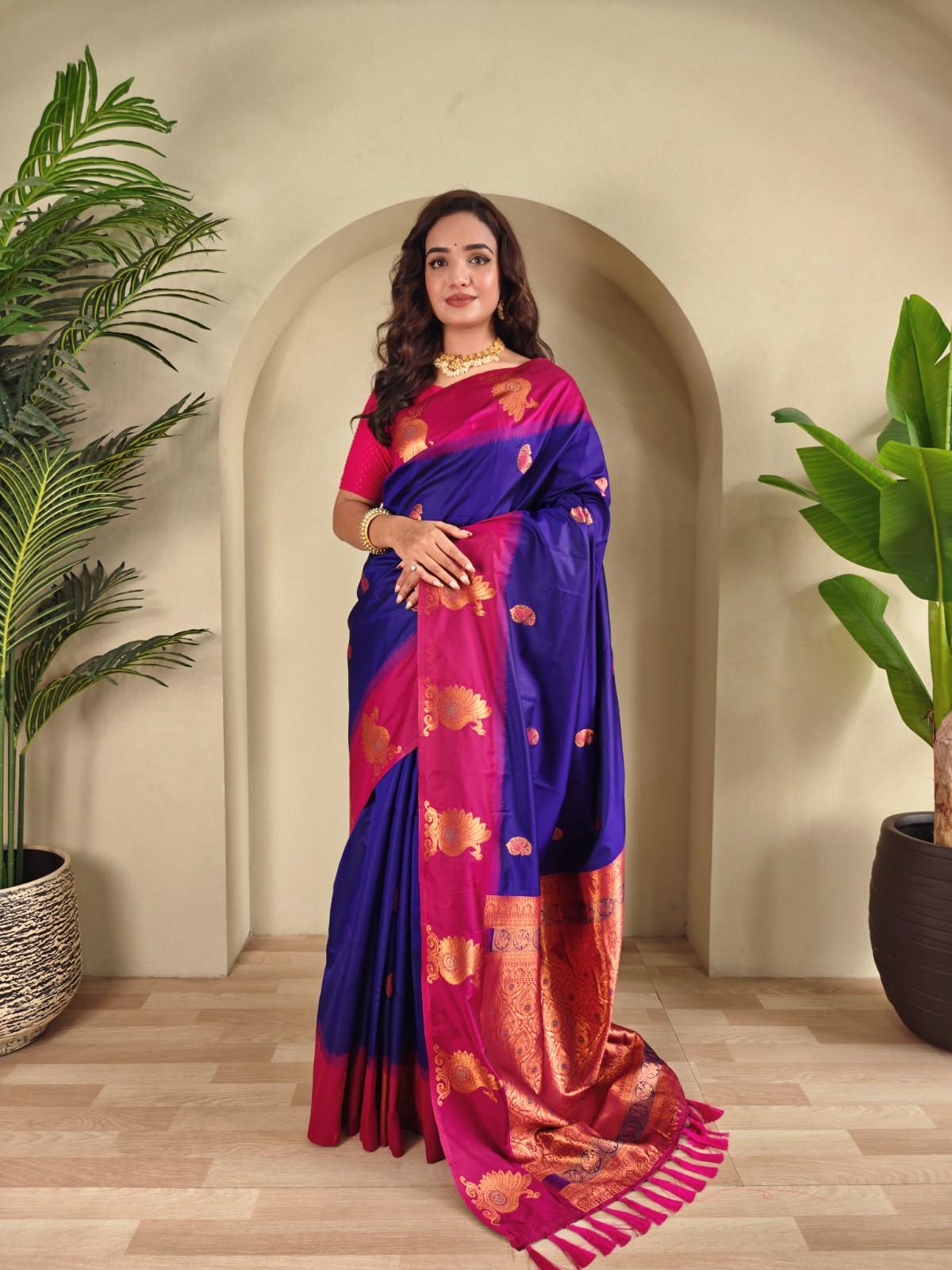 Premium Dual-Tone Silk Saree With Vibrant Contrast Pallu