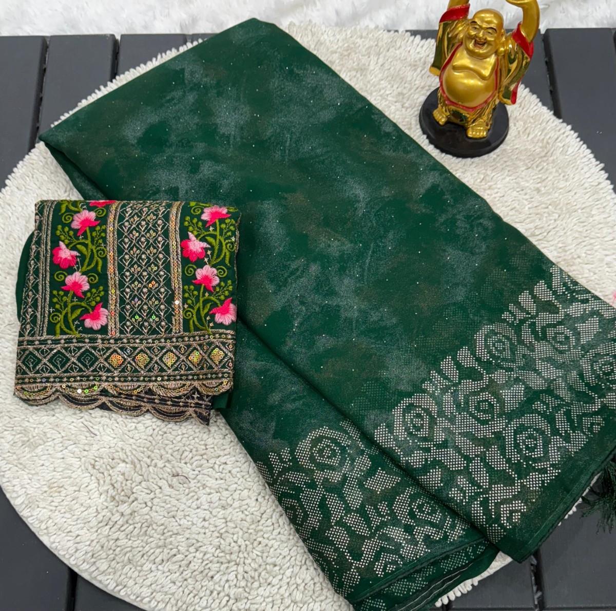 Premium Georgette Saree With Smoke Work