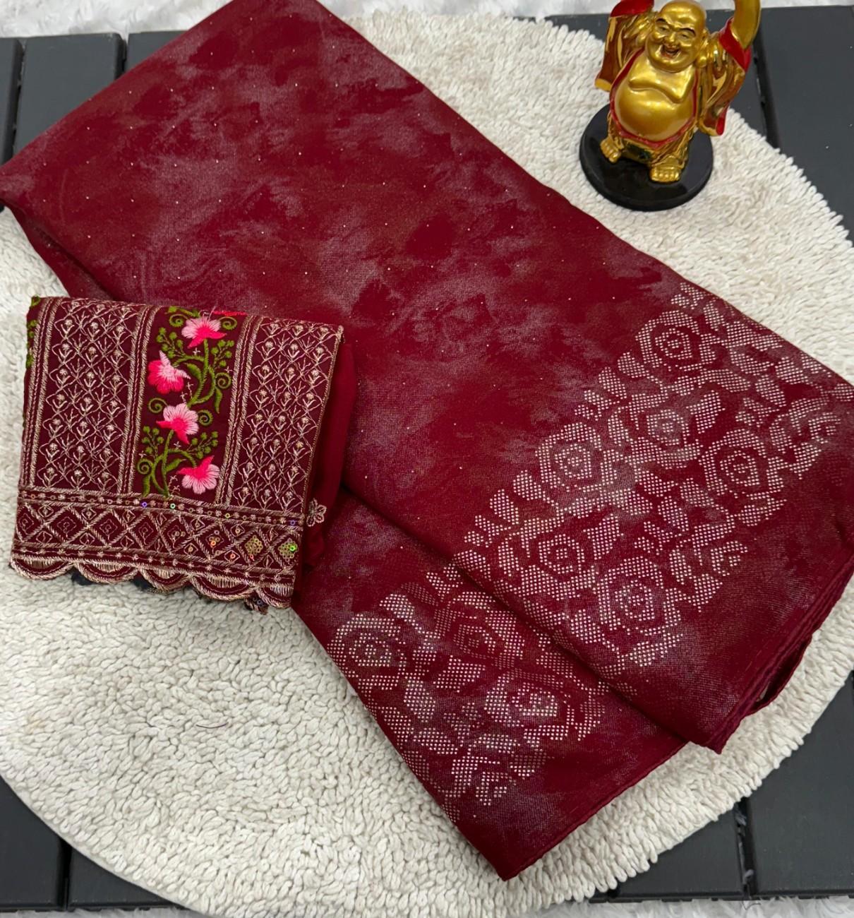 Premium Georgette Saree With Smoke Work