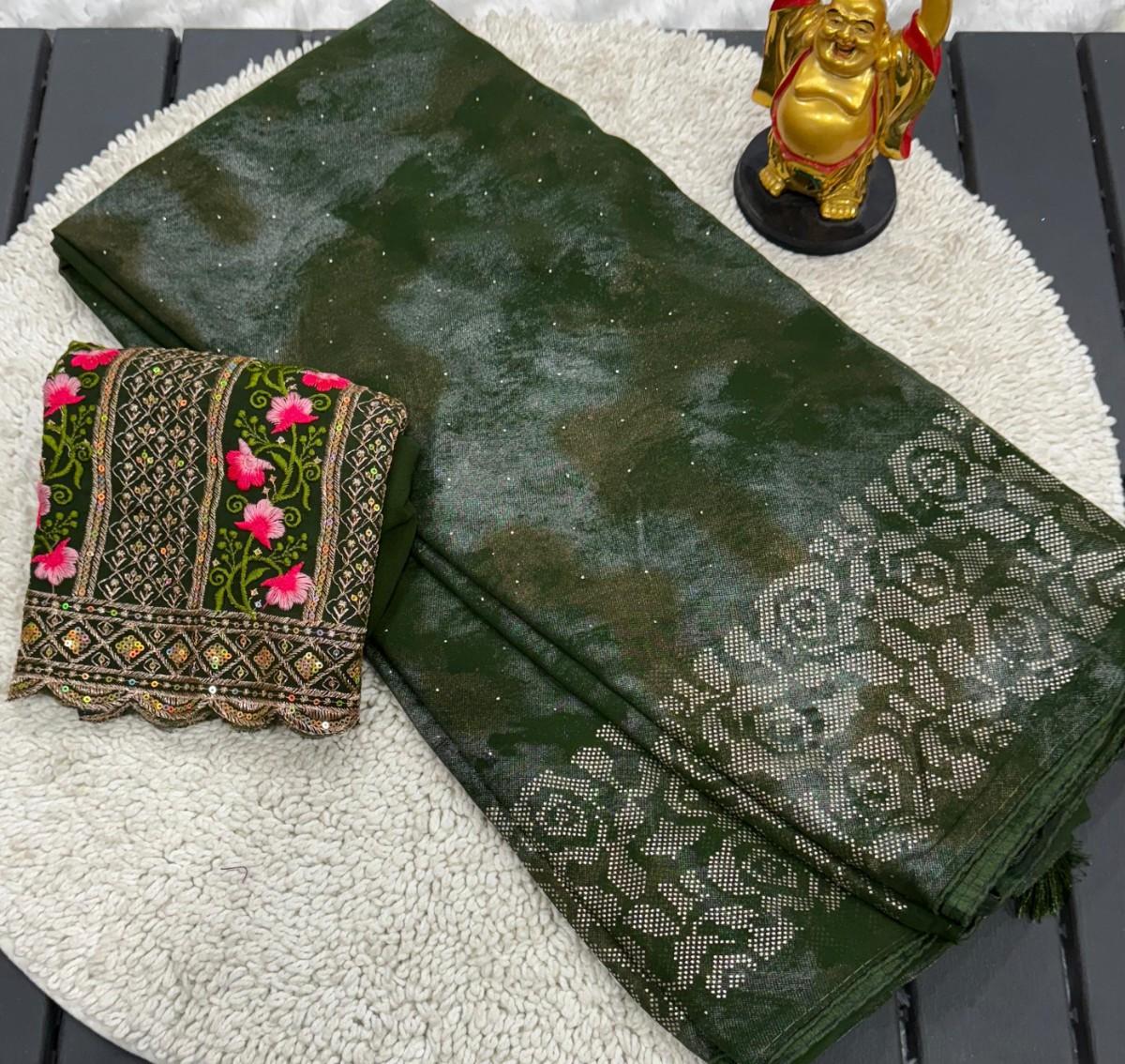 Premium Georgette Saree With Smoke Work
