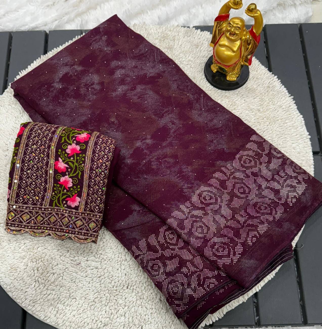 Premium Georgette Saree With Smoke Work