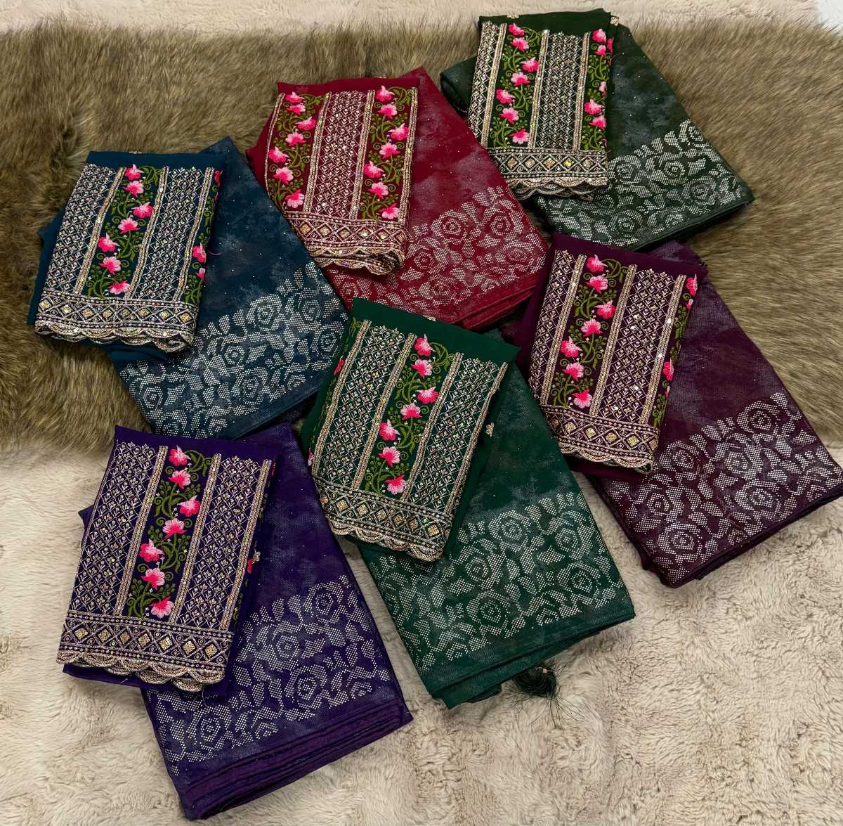 Premium Georgette Saree With Smoke Work