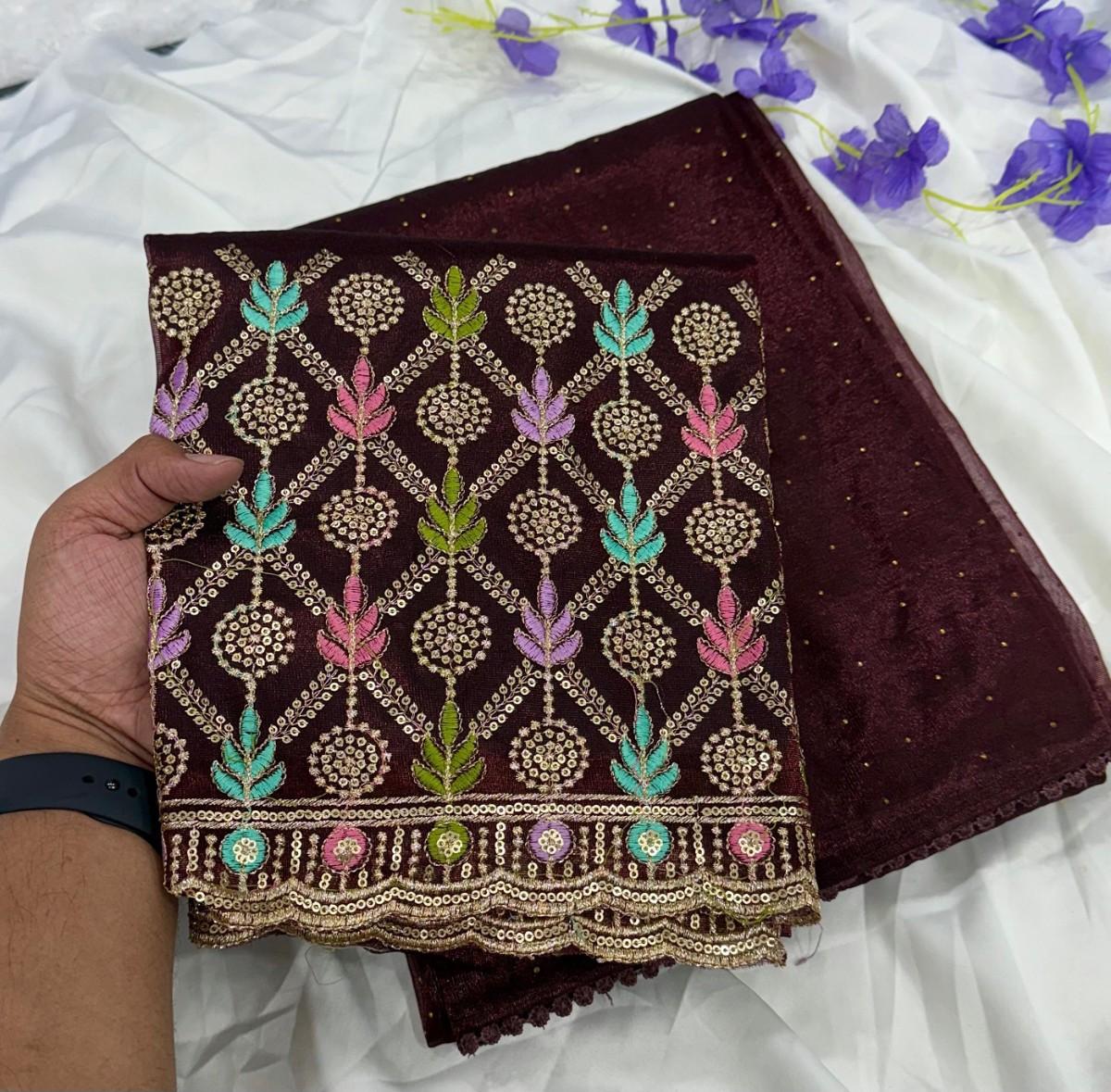 Cranberry Chiffon Saree