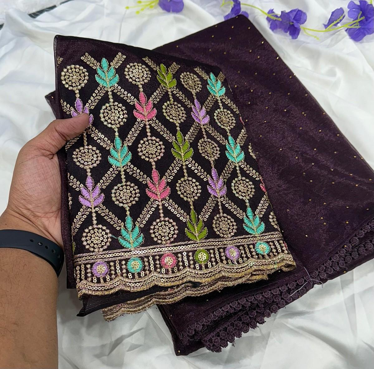 Cranberry Chiffon Saree