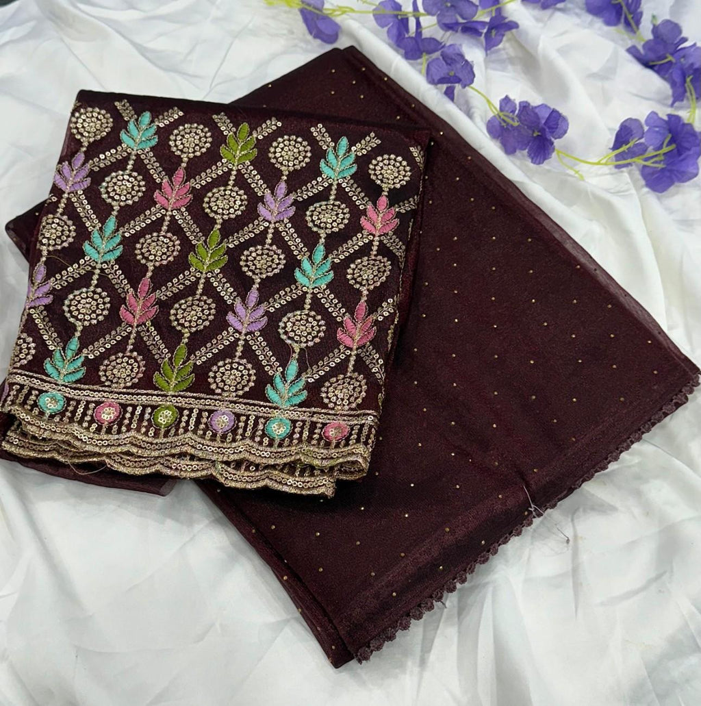 Cranberry Chiffon Saree