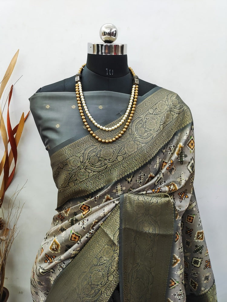 Premium Soft Lichi Silk with digital print