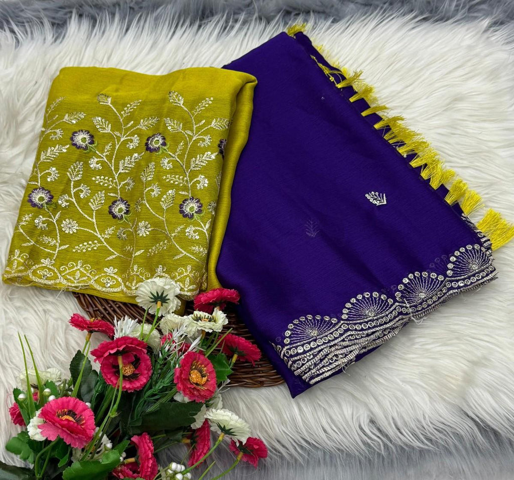 Soft Chiffon Saree With All-over sequin embroidery
