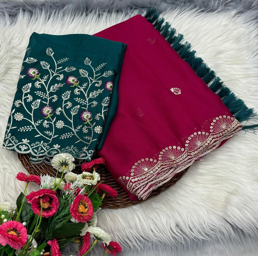 Soft Chiffon Saree With All-over sequin embroidery