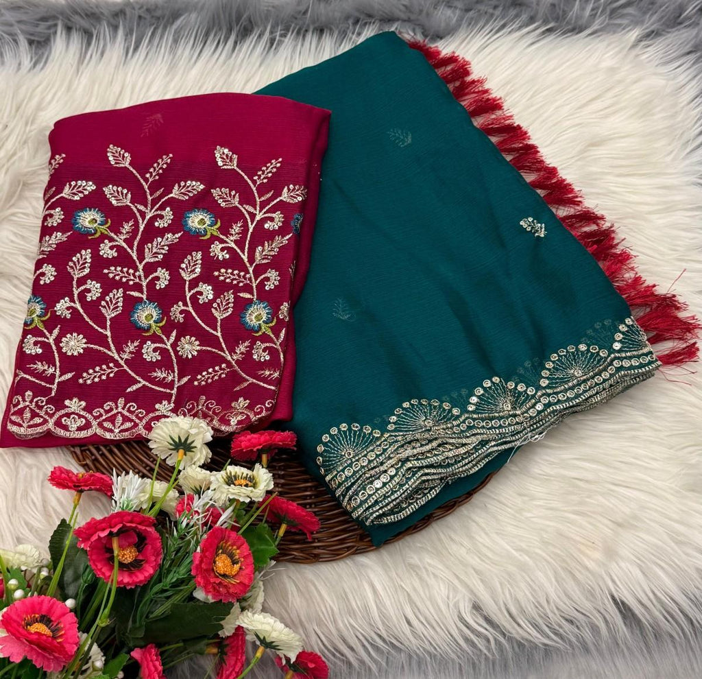 Soft Chiffon Saree With All-over sequin embroidery