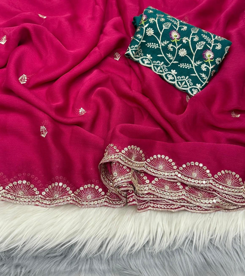 Soft Chiffon Saree With All-over sequin embroidery