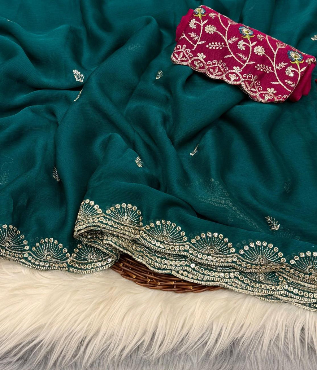 Soft Chiffon Saree With All-over sequin embroidery