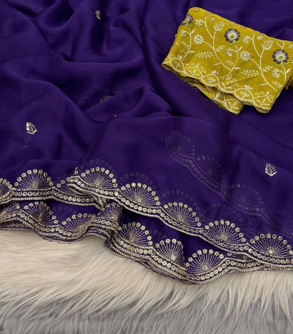 Soft Chiffon Saree With All-over sequin embroidery