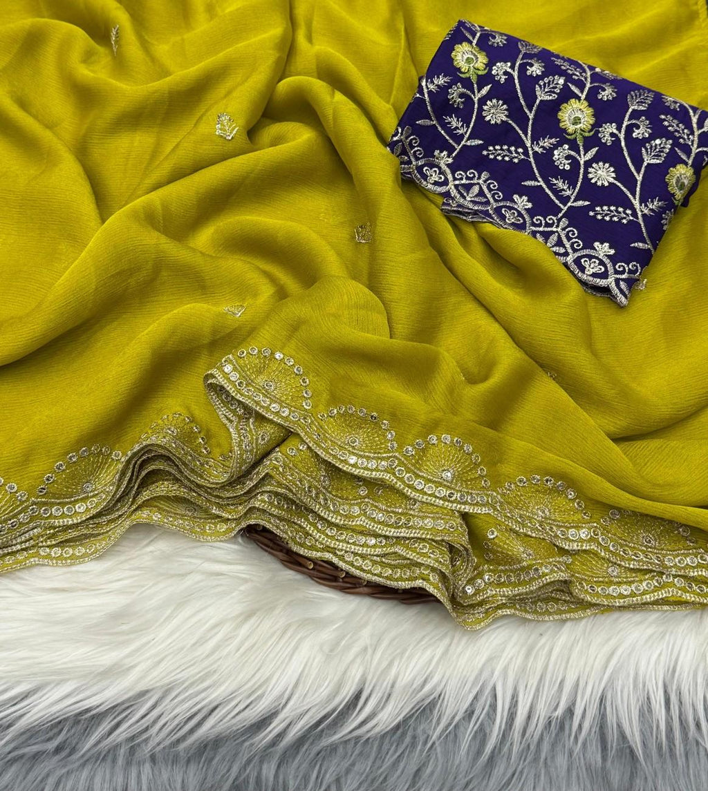 Soft Chiffon Saree With All-over sequin embroidery