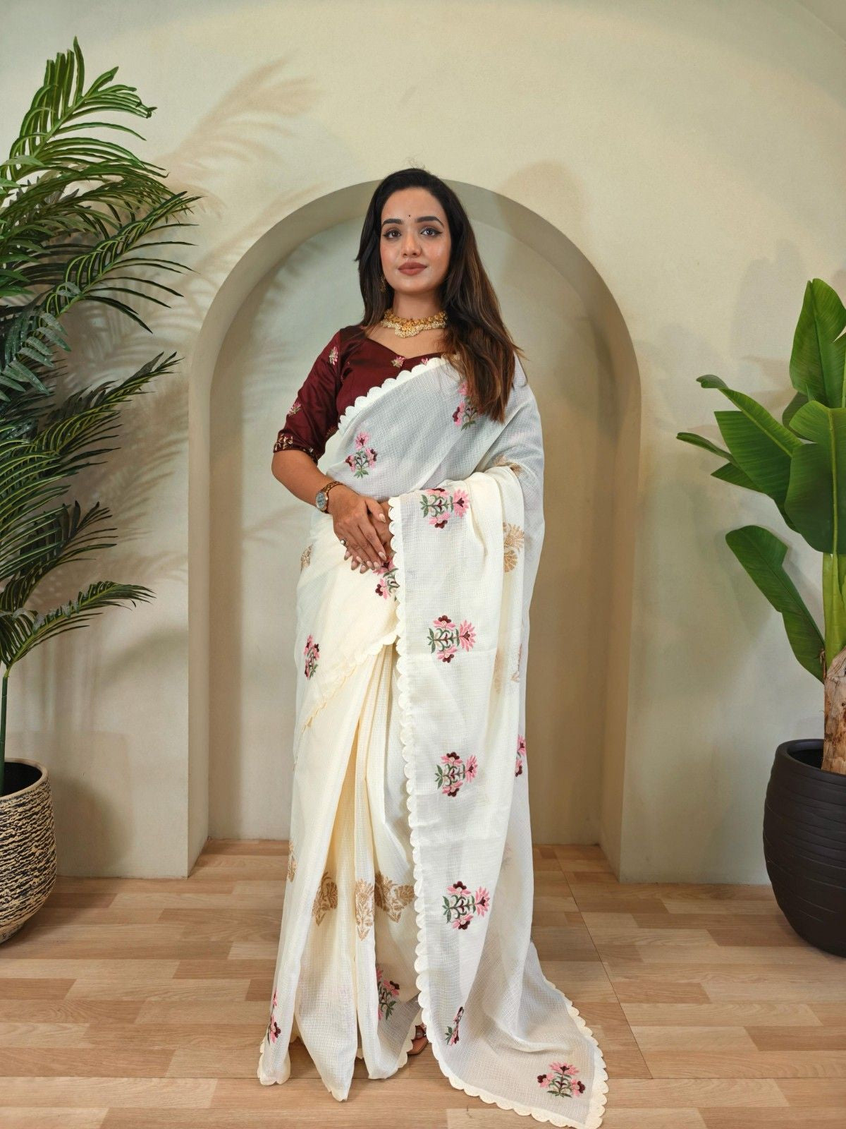 Premium Kota Doriya Saree with self-weaving chex pattern
