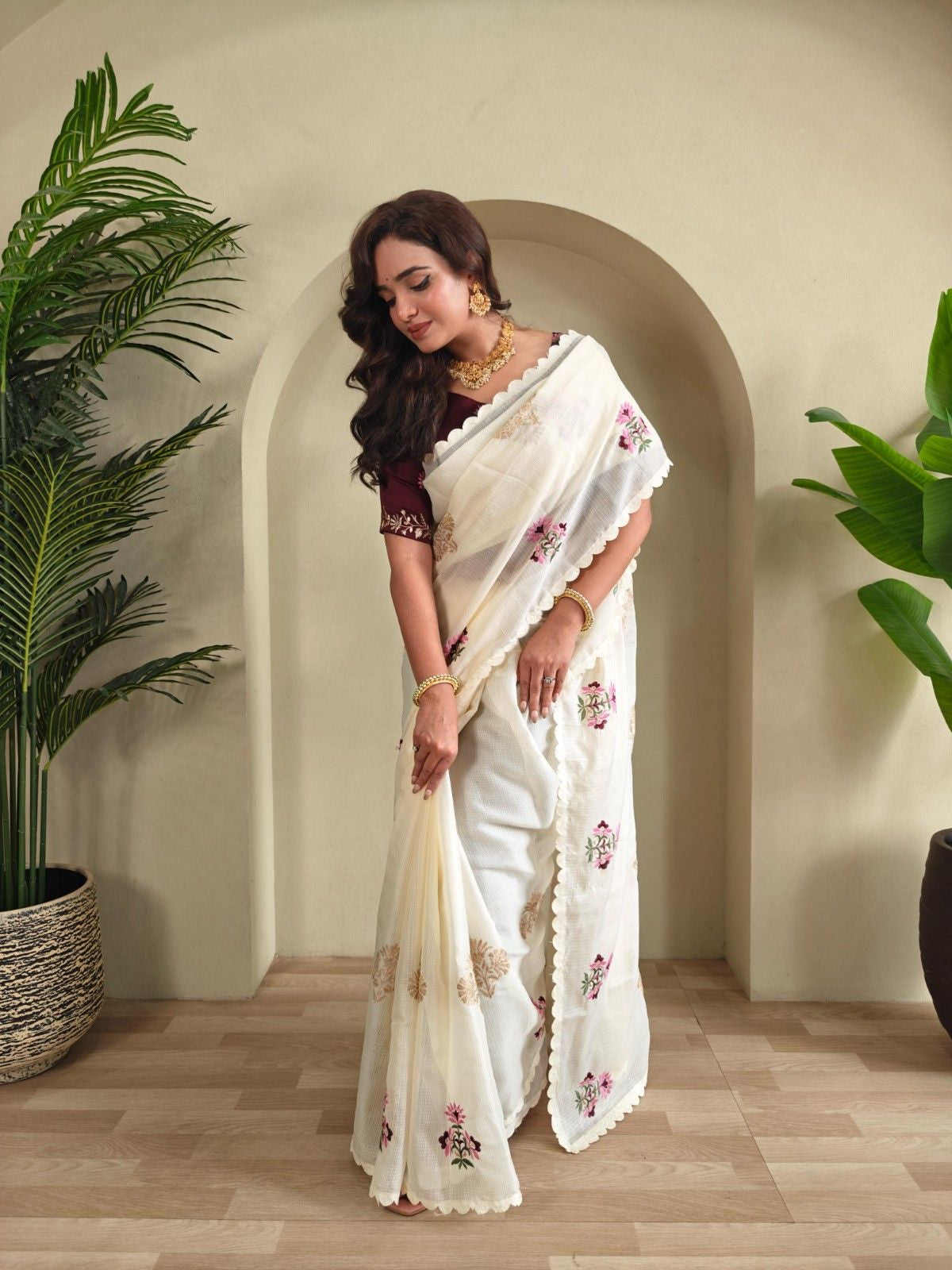 Premium Kota Doriya Saree with self-weaving chex pattern