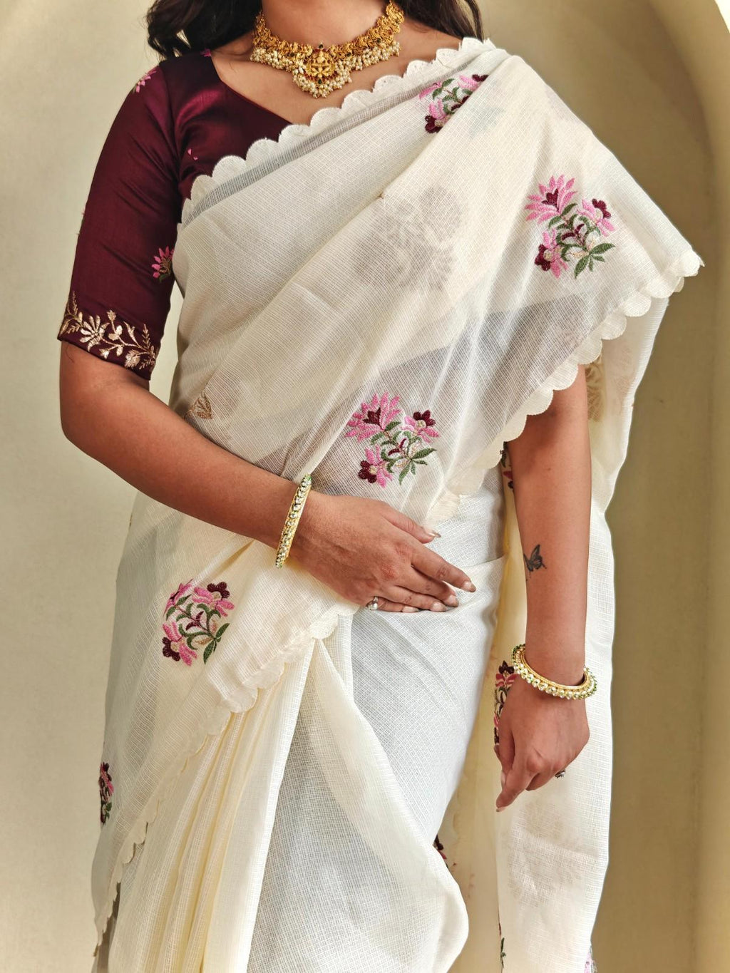 Premium Kota Doriya Saree with self-weaving chex pattern