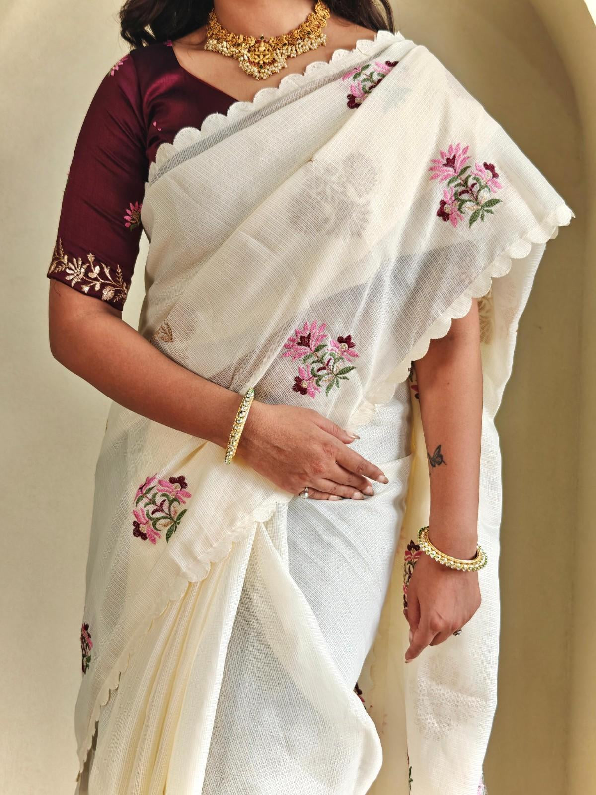 Premium Kota Doriya Saree with self-weaving chex pattern