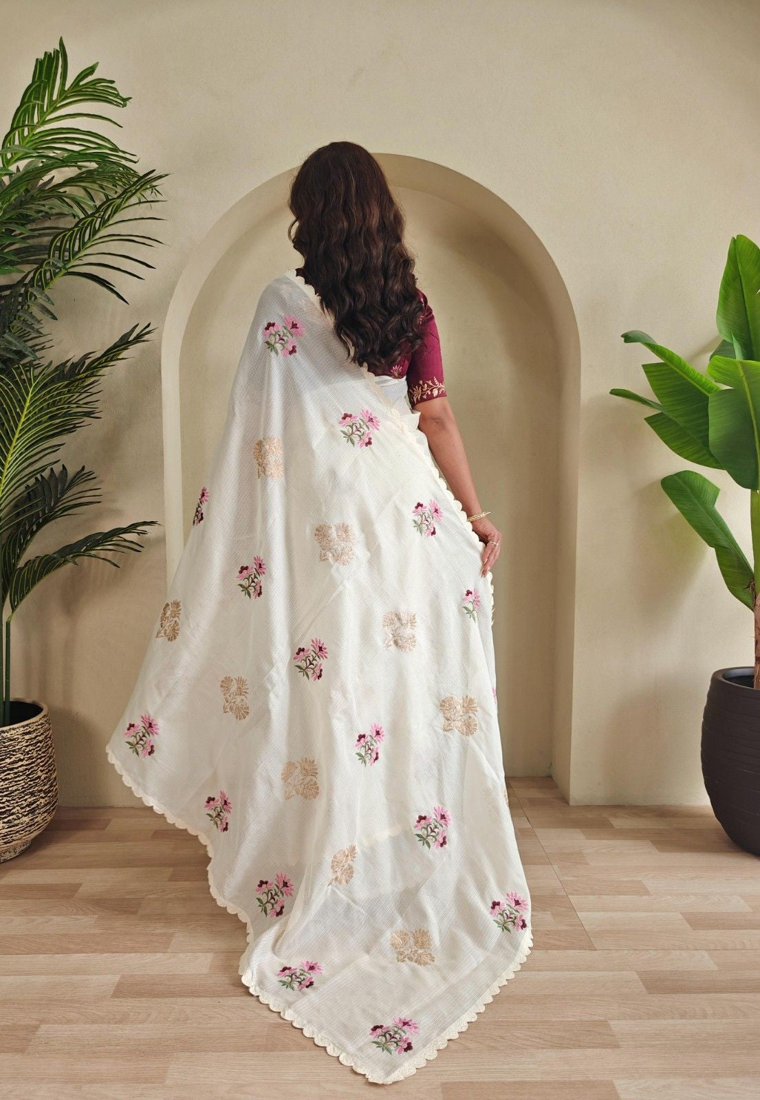 Premium Kota Doriya Saree with self-weaving chex pattern