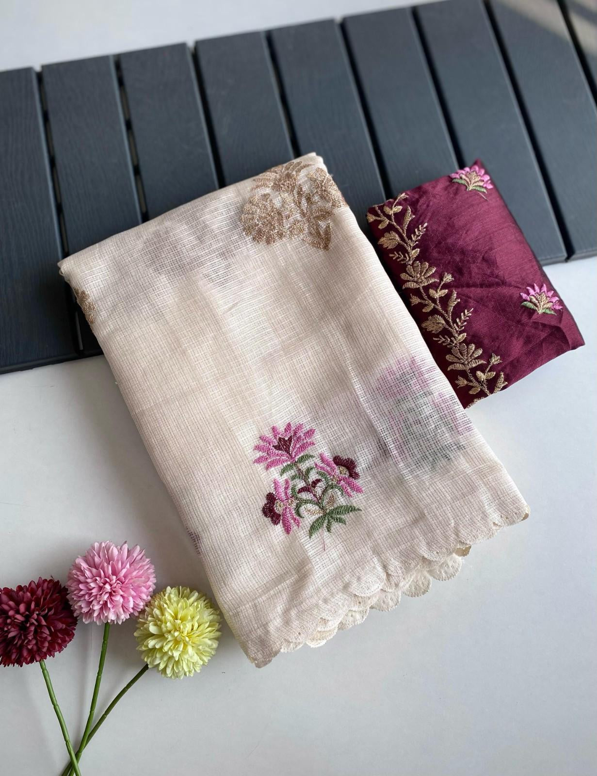 Premium Kota Doriya Saree with self-weaving chex pattern