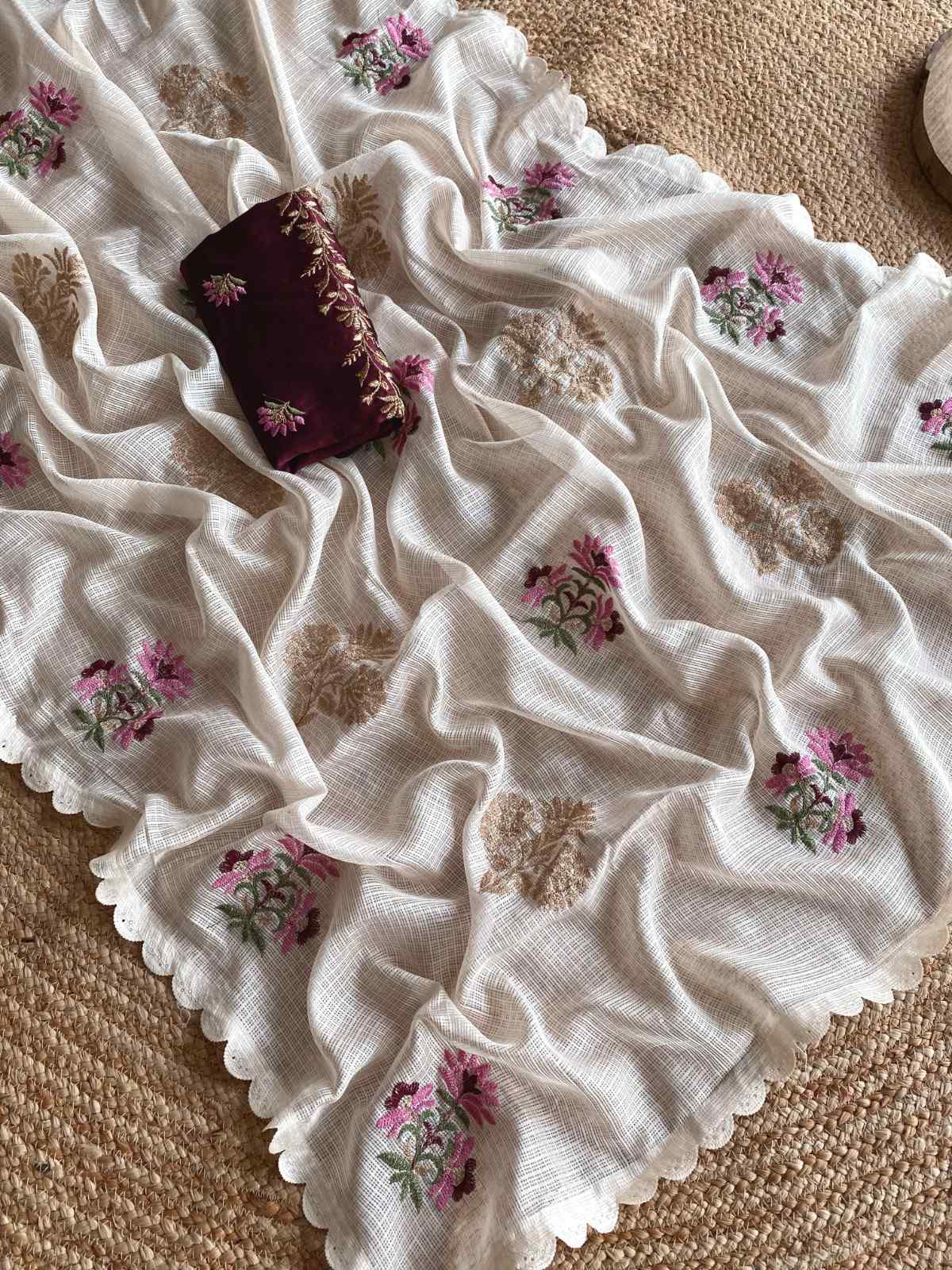 Premium Kota Doriya Saree with self-weaving chex pattern