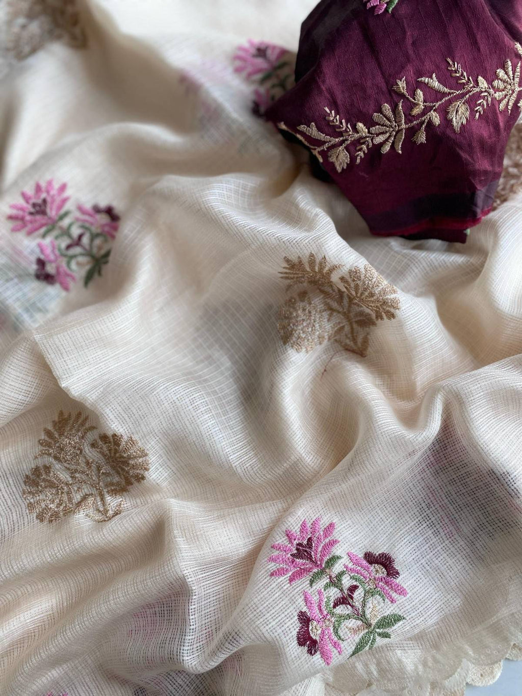 Premium Kota Doriya Saree with self-weaving chex pattern